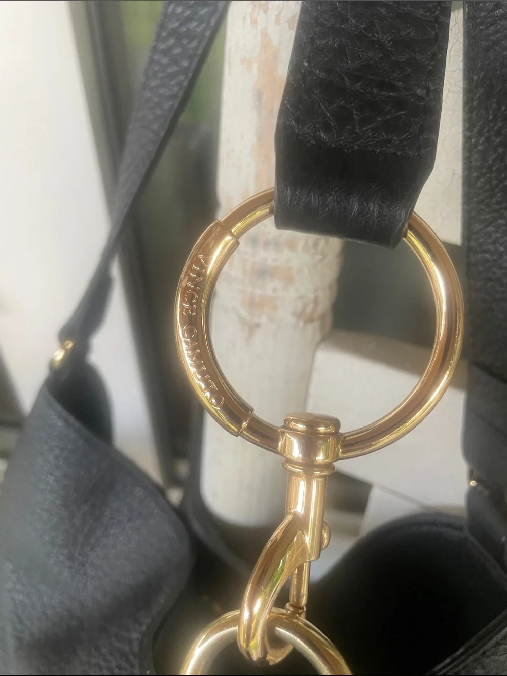 Vince Camuto Black Pebbled Leather Slouch Hobo with Gold Hardware